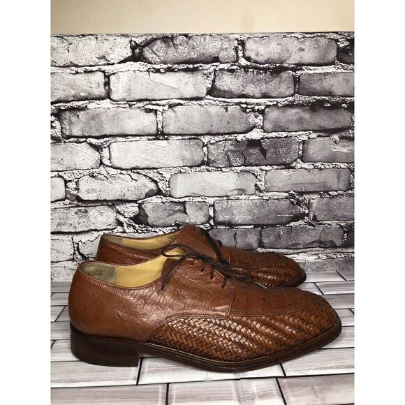 Caporicci Italy Vintage Almond Genuine Ostrich Woven Dress Shoes Men 13M US/46EU main image 11